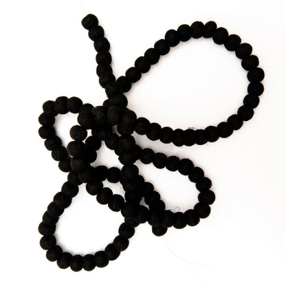 Black Pom Pom Garland New Years Eve Decoration Felt Ball Garland 5 Foot Mini Wool Balls Wool Black Birthday Party, Halloween Tree & Goth Christmas Decorations