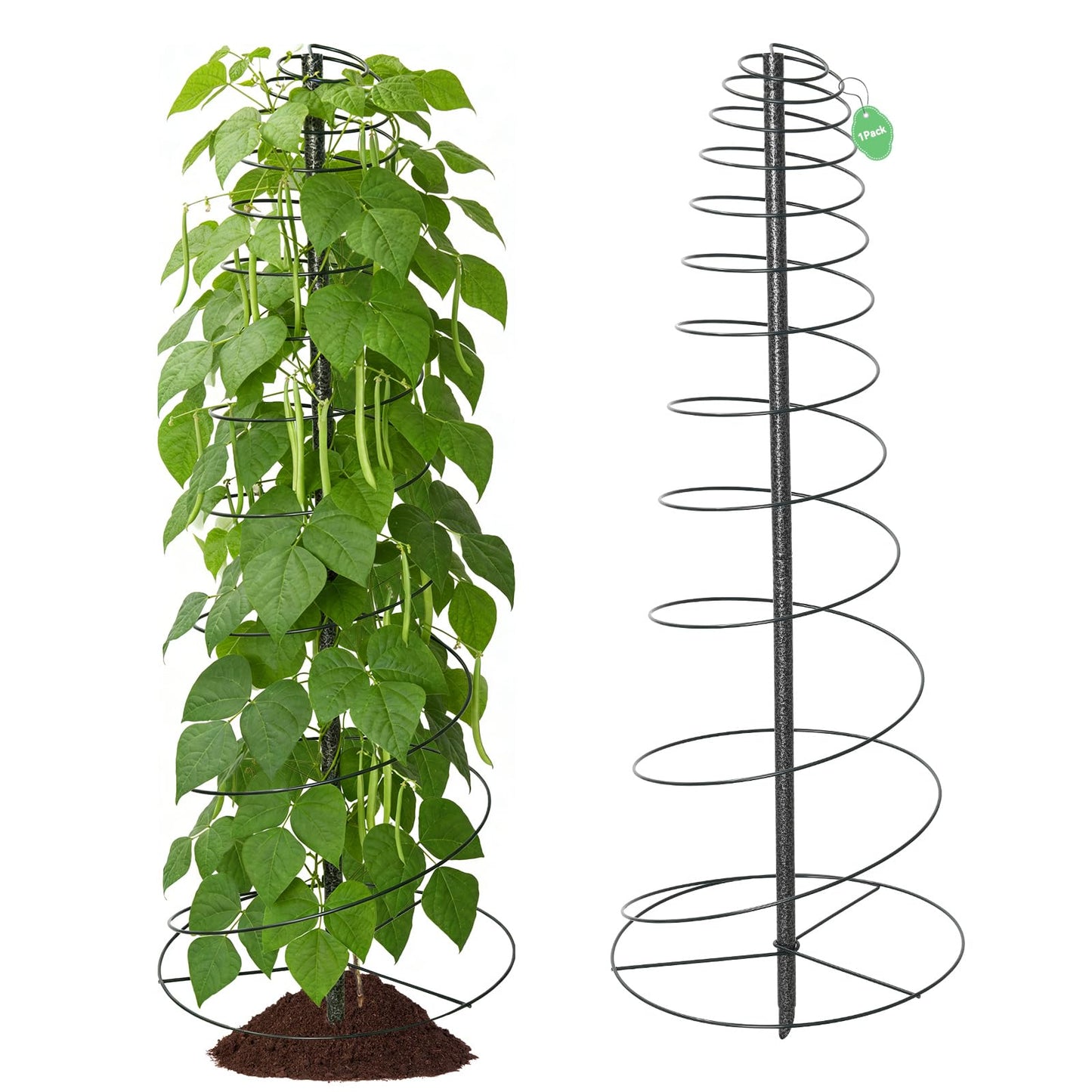 Trellis for Climbing Plants, 75” Metal Spiral Frame Pea Trellis with Center Pole, Adjustable Vine Plant Tower Supports for Outdoor Beans,Cucumbers,Vegetable,Flowers,Pots,Garden Raised Bed,12” Dia