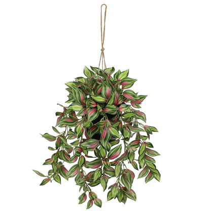 Briful Artificial Hanging Plants in Black Pot 17.7" Lifelike Trailing Faux Watermelon Peperomia Silk Plant with Cascading Greenery Fake Hanging Greenery for Indoor & Outdoor Home Garden Décor