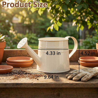 White Metal Watering Can, 1 Gallon Matte Galvanized White Watering Can Metal, Tinplate Watering Kettle with Long Spout & Ergonomic Handle, Vintage Sprinkling Can for Lawn, Garden Plant Watering (A)