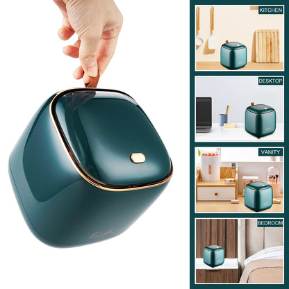Business King Mini Trash Can 1.6L/0.4 Gallon with Trash Bags 180pcs, Tiny Small Desktop Trash Bin with Lid, Countertop Mini Garbage Bin for Home, Office, Kitchen, Bedroom, Bathroom (Blue)