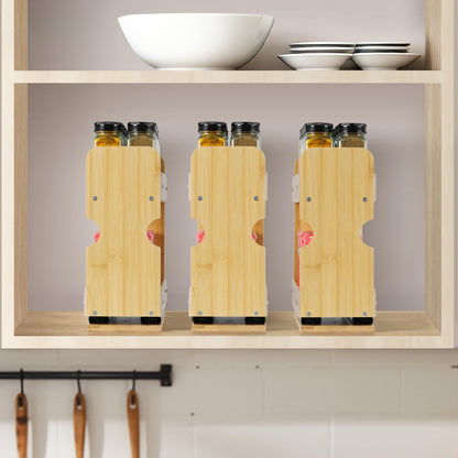 Memxike 2 Tier Pull Out Spice Rack Organizer, Bamboo Sliding Spice Rack for Kitchen Cabinet, (4.4" W x 10.6" D x 10.4" H) Spice Storage, Pantry Organization