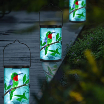 Afirst Hanging Solar Lantern Outdoor Bird Glass Lights Waterproof LED Lamp for Garden Yard Tree Desk Decor