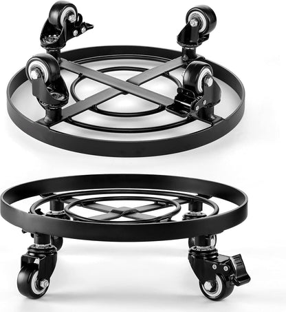 Idzo 2 Pack Upgraded Lockable Metal Heavy Duty Trolley Plant Caddy, Plant Stands, 12 Inch, 2 pcs