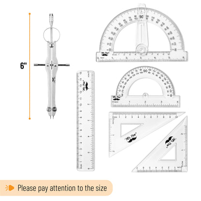 Mr. Pen- Geometry Set, 15 pcs, Light Blue, 6 Inch Swing Arm Protractor, Divider, Set Squares, Ruler, Compasses and Protractor