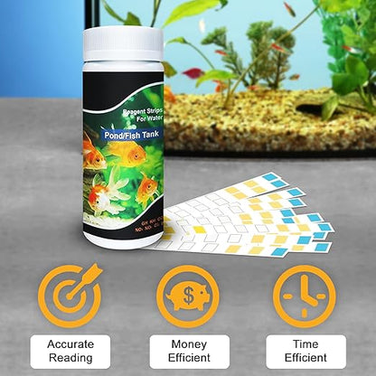 JOR Aquarium Water Test Strips, Compatible with Swimming Pool, Freshwater and Saltwater Fish Tanks, Detect pH, Chlorine, Carbonate, Water Hardness, 100 Strips