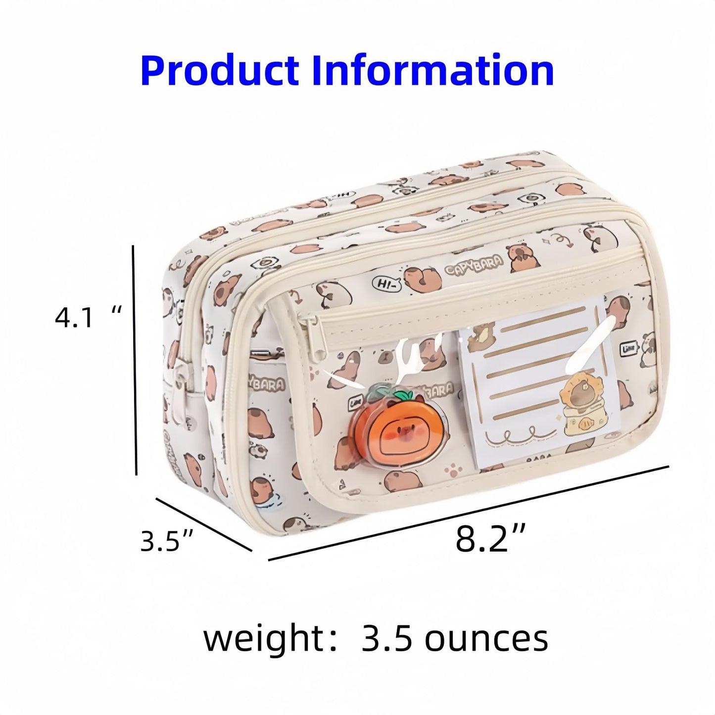 VTYFRY Cute Kawaii Pencil Case Pouch Cartoon Pen Box Holder Organizer for Office Workspace Supplies Desk Accessories Travel Essentials Aesthetic Trendy Cool Stuff Gift Large Capacity (Fox)