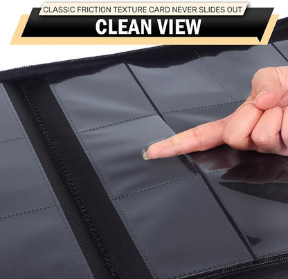 12 Pocket Zipper Trading Card Binder, 720 Large Capacity Side Loading Non-Ring Card Album, Double Sided Acid-Free Card Protector Binder for TCG, MTG, Sport Card, Yellow