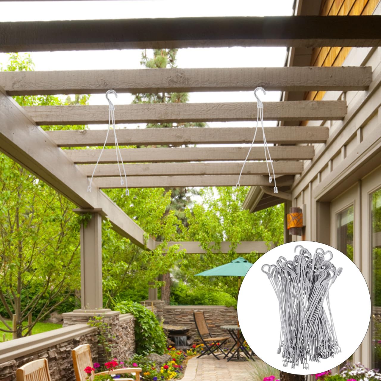Housoutil 50PCS Flower Pot Hanging Chain with Hook, Pot Hanging Baskets Holders, Replacement Plant Hangers Indoor Outdoor for Planters, Ornaments, Bird Feeders, Billboards