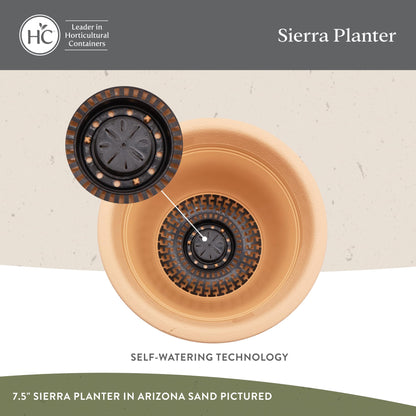The HC Companies Sierra Round Self-Watering Pot - Lightweight Plastic Planter for Herbs & More - Durable Plant Pots for Indoor Plants & Outdoor Plants (7.5” Celtic Bronze, Pack of 2)