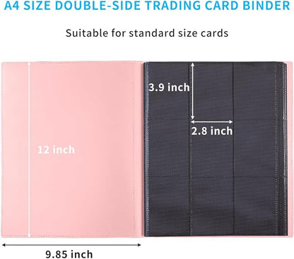 Card Binder, 360 Pockets Upgraded Trading Card Binders, Cards Collection Binder 9 Pocket, Side Loading Yugioh Binder Book Holder for MTG, TCG, Sport, Football, Baseball Collector Cards - Pink
