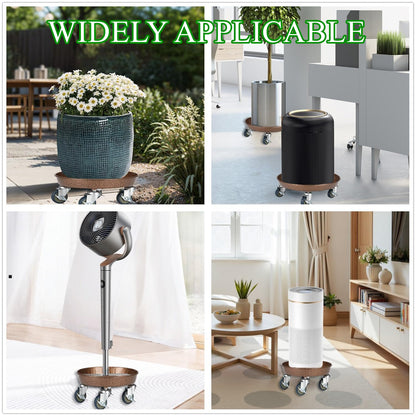 2 Pack Plant Caddy with Wheels, 12" Rolling Plant Stand 265 LBS Heavy Duty Metal Tray No Holes with Large Metal 360° Lockable Caster Wheels for Outdoor Indoor Large Plant Pots, Flower Pot, Patio