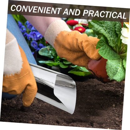 FUNOMOCYA Stainless Steel Gardening Scoop Small Soil Shovel Lightweight Handheld Planting Tool for Transplanting Potting Succulents Indoor Outdoor 6.69In