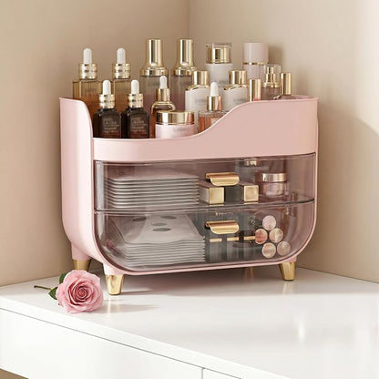 Makeup Organizer for Vanity with Large Smooth Drawers Extra Large Skincare Organizer for Bathroom Countertop and Dresser, Crystal Clear Cosmetic Storage Display Case for Beauty Products