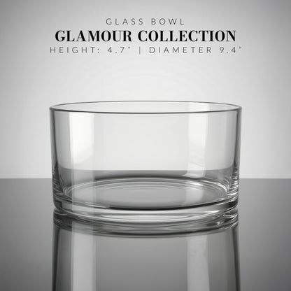 Krosno Decorative & Salad, Fruit Glass Bowl, 9.4", Glamour Collection, Mixing and Serving, Home Restaurants Parties, Fridge Safe, Candle Decoration, Made in Europe