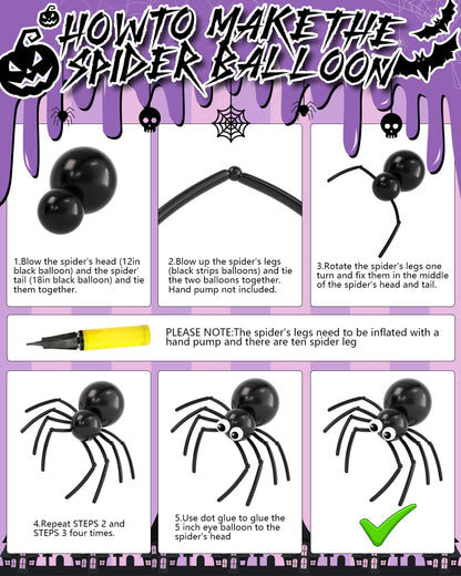 Halloween Balloon Arch Kit, OTLGEUA 127Pcs Pink Halloween Party Decorations Include Black Pink White Purple Balloons Garland, Spider Web, Bats, Ghost Foil Balloon