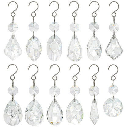 kanpura Crystal Chandelier Prisms,Crystal Sun Catcher Kit,Rainbow Hanging Crystals Suncatcher for Window, Christmas Tree,Home Decor(Clear,12pcs)