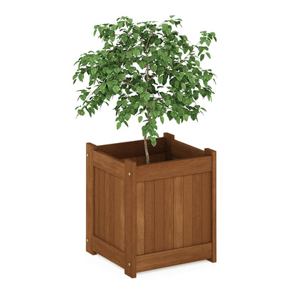 Furinno TIOMAN Planter Box, Hardwood Flower Box, Cube Garden Box, in Teak Oil, Outdoor Indoor, Garden, Patio, Balcony, Light Wood
