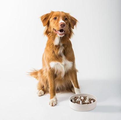 Fuzzl Titan Bamboo Slow Feeder Dog Bowl Large with Ultra Grip Rubber Base Pet Bowl 8 Inch