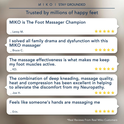MIKO Foot Massager Machine with Deep-Kneading, Compression, Shiatsu, and Heat for Plantar Fasciitis, Neuropathy - Fits up to Men Size 12