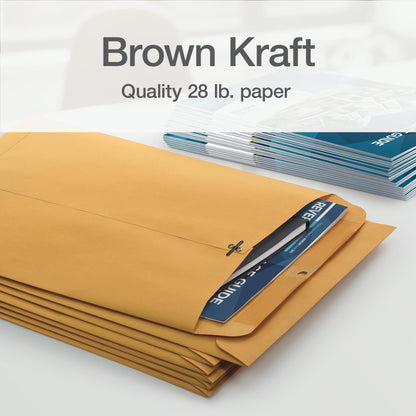 Columbian Clasp Envelopes, Heavy-Duty Brown Kraft, Secure Metal Clasp and Gummed Seal, Large Mailing Envelopes, 10" x 13", 100 per Box (1016827)