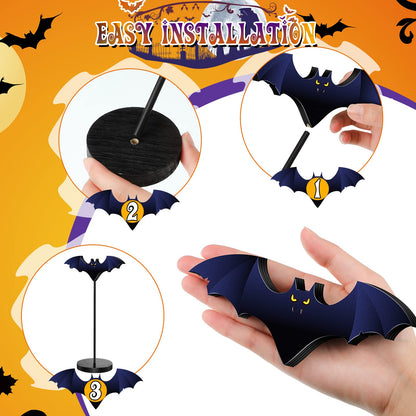 BBTO 3 Pieces Tall Standing Bat Decor Halloween Tiered Tray Decor Set Halloween Bats Wood Sign for Home Farmhouse, 3 Sizes(Bat)