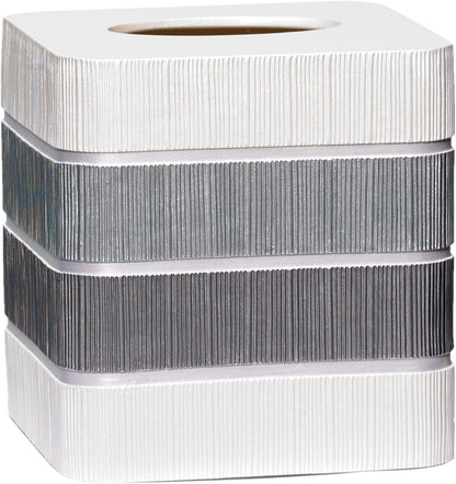 Modern Line Stylish Tissue Box Holder - Modern Classic Luxury Decor with Western Design - Square Tissue Cover for Bathroom, by Zahari Home