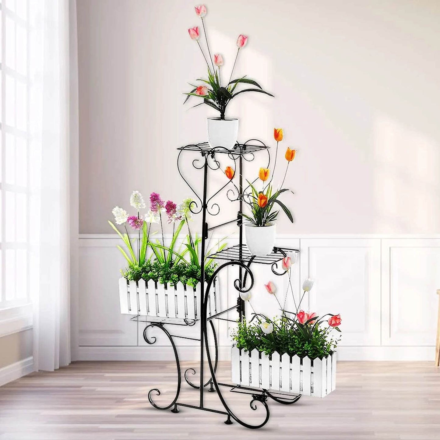 iumLeap Flower Stand Tricycle Plant Stand Flower Pot Cart Bicycle Holder Rack for Home Garden Patio Plant Stand