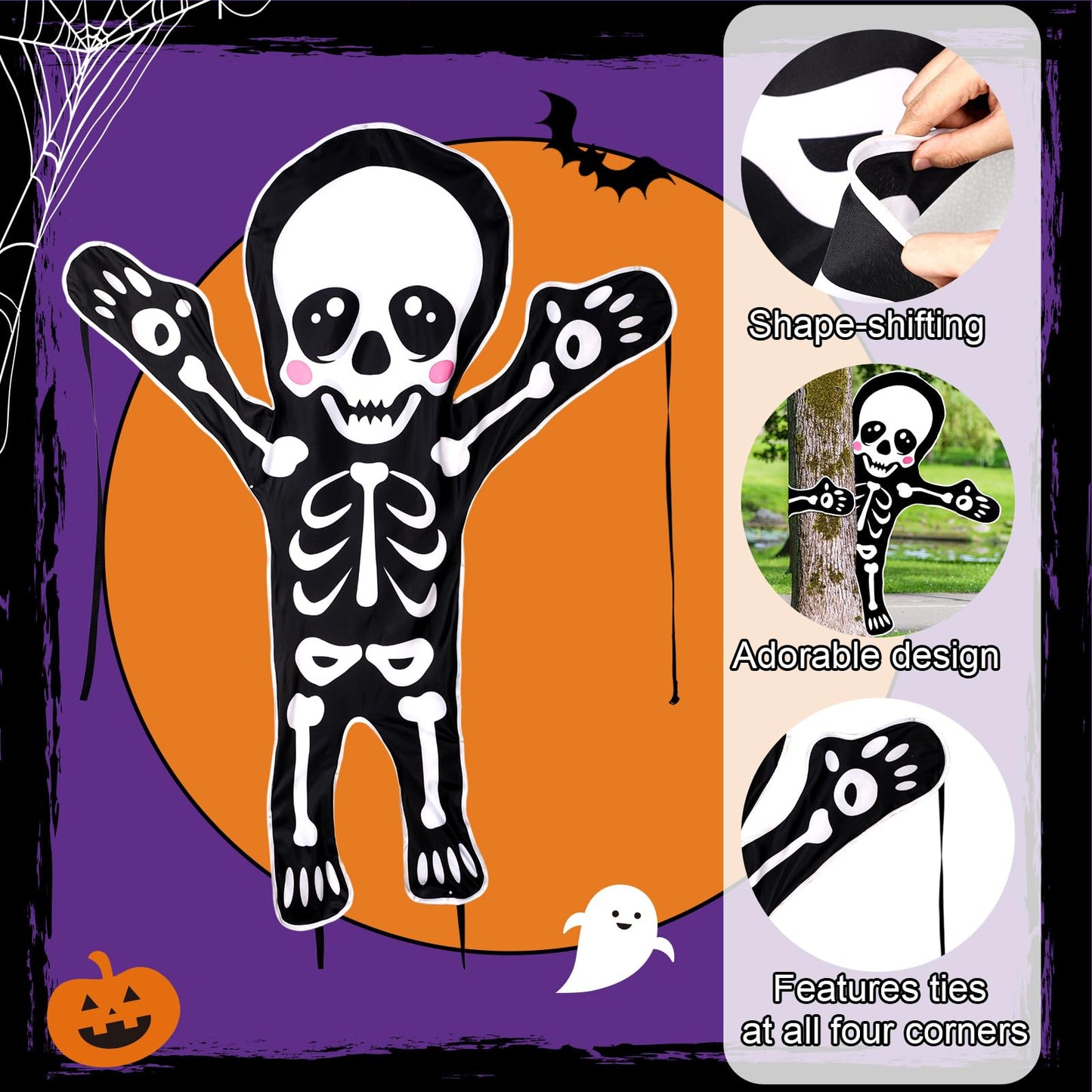Halloscume 53 x 47'' Halloween Bendable Tree Wrap Skeleton Decoration Huge Cute Skeleton Design Decorations for Halloween Outdoor Indoor Lawn Tree Decor House Props Supply