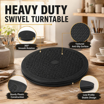 RHBLME 3 Pack Black Lazy Susan, 12 Inch Heavy Duty Rotating Swivel with Steel Ball Bearings Stand for Turntable, Monitor, TV, etc.