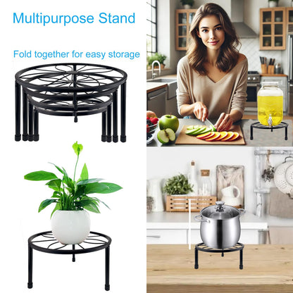 HENABLE 5 Packs Metal Plant Stand Indoor, Outdoor Black Plant Stand for Multiple Plant, Rustproof Iron Round Heavy Duty Flower Pot Stand, Plant Shelf for Planter Garden Home