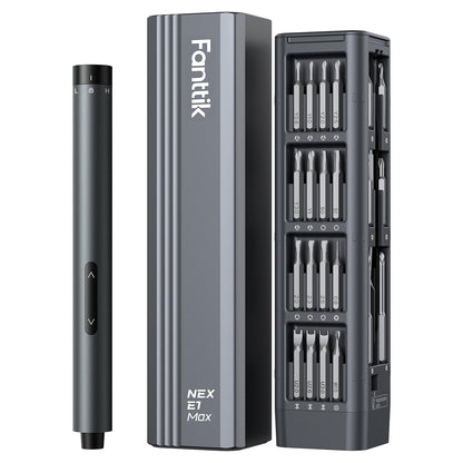 Fanttik E1 Max Electric Screwdriver, Mini Precision Screwdriver Set, 50 Magnetic Bits, Magnetic Storage, 5/32‘’Hex, Repair Tool Kit for Electronics Phone Camera Laptop Watch (Grey)