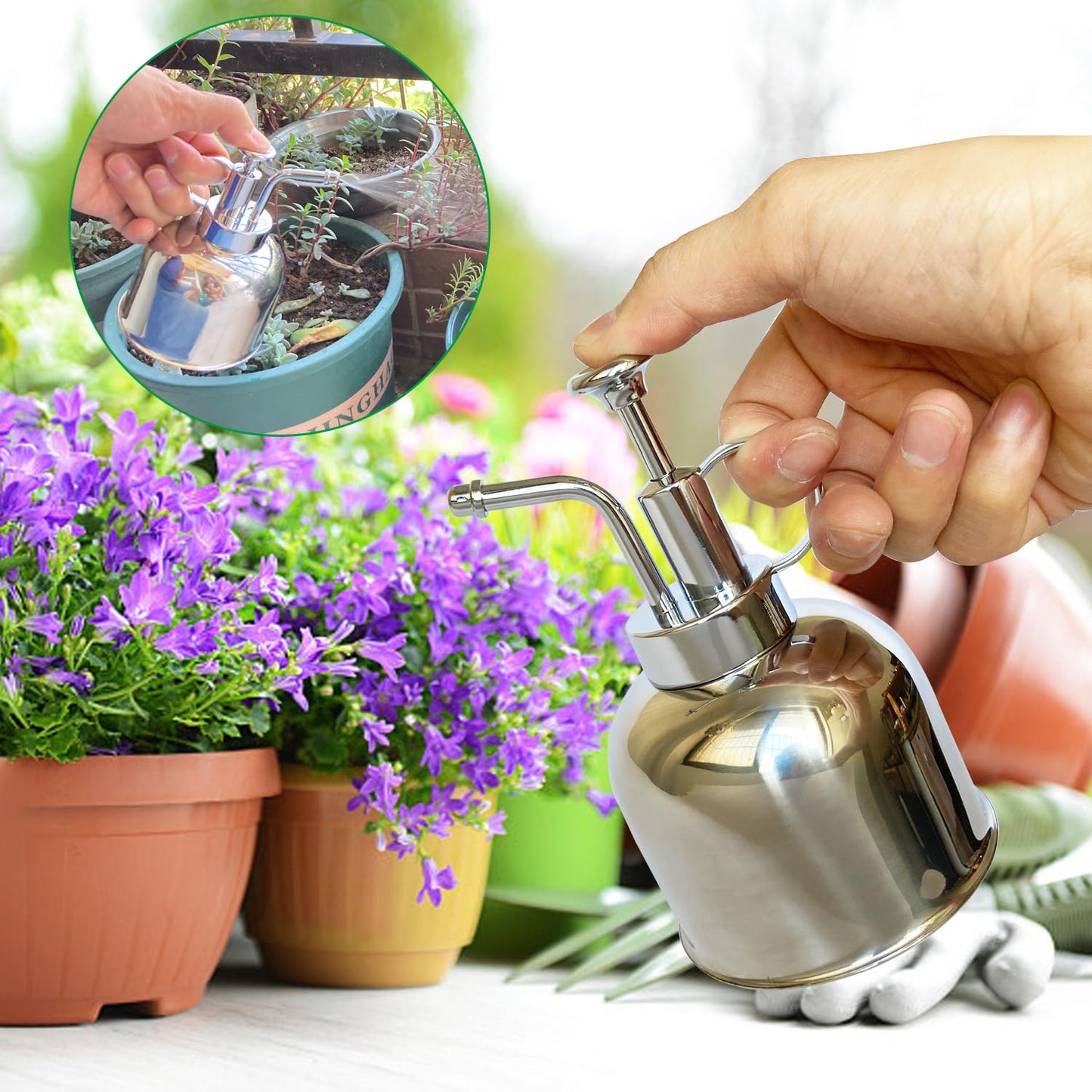 Lianshi Stainless Steel Plant Sprayer, Small Watering Can for Indoor Potted Plants