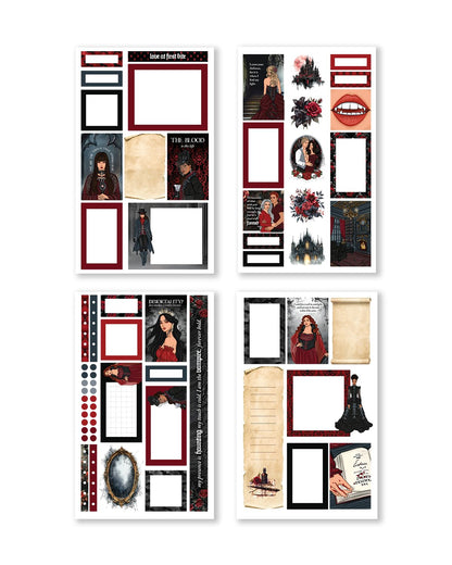 Rongrong Dark Hearts Halloween Planner Sticker Book – 24 Pages of Gothic, Vampire-Inspired Stickers – Perfect for Journals, Scrapbooks, Dark Academia & Spooky October Planner Spreads