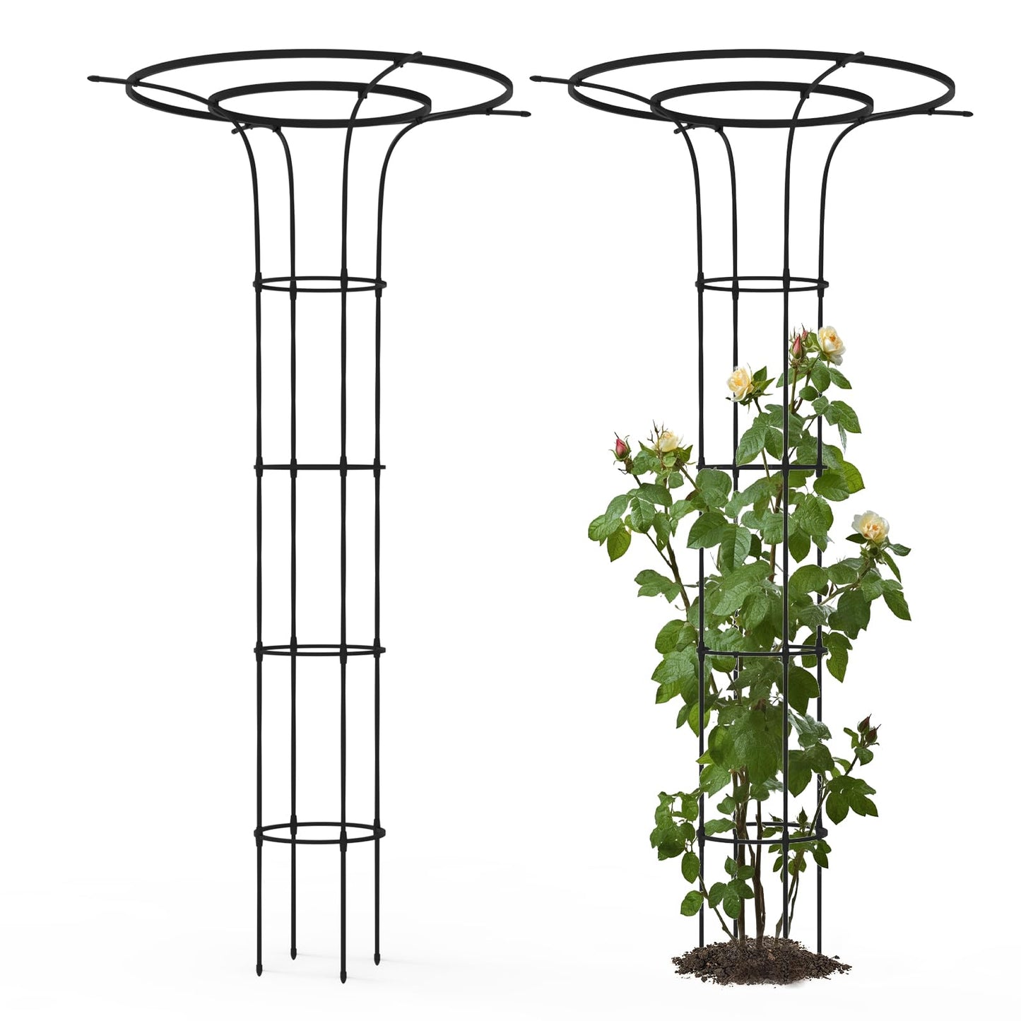 Trellume Trellis for Climbing Plants Outdoor - 69"(H), Expandable and Rust-Proof Metal Plant Support, Easy Installation, Garden Trellis for Potted Roses, Vines, Jasmine(2 Pack)