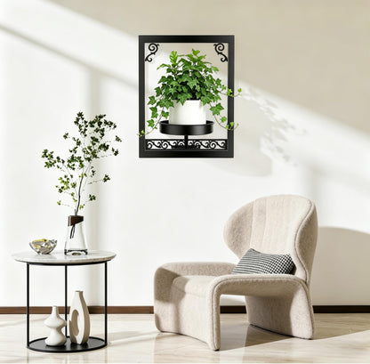 WGFKVAS Wall Plant Holder Set of 3, Picture Frame Plant Holder, Rustproof Holder Metal Modern Style Home Gardening Wall Decor for Living Room Bedroom, Entryway, Black