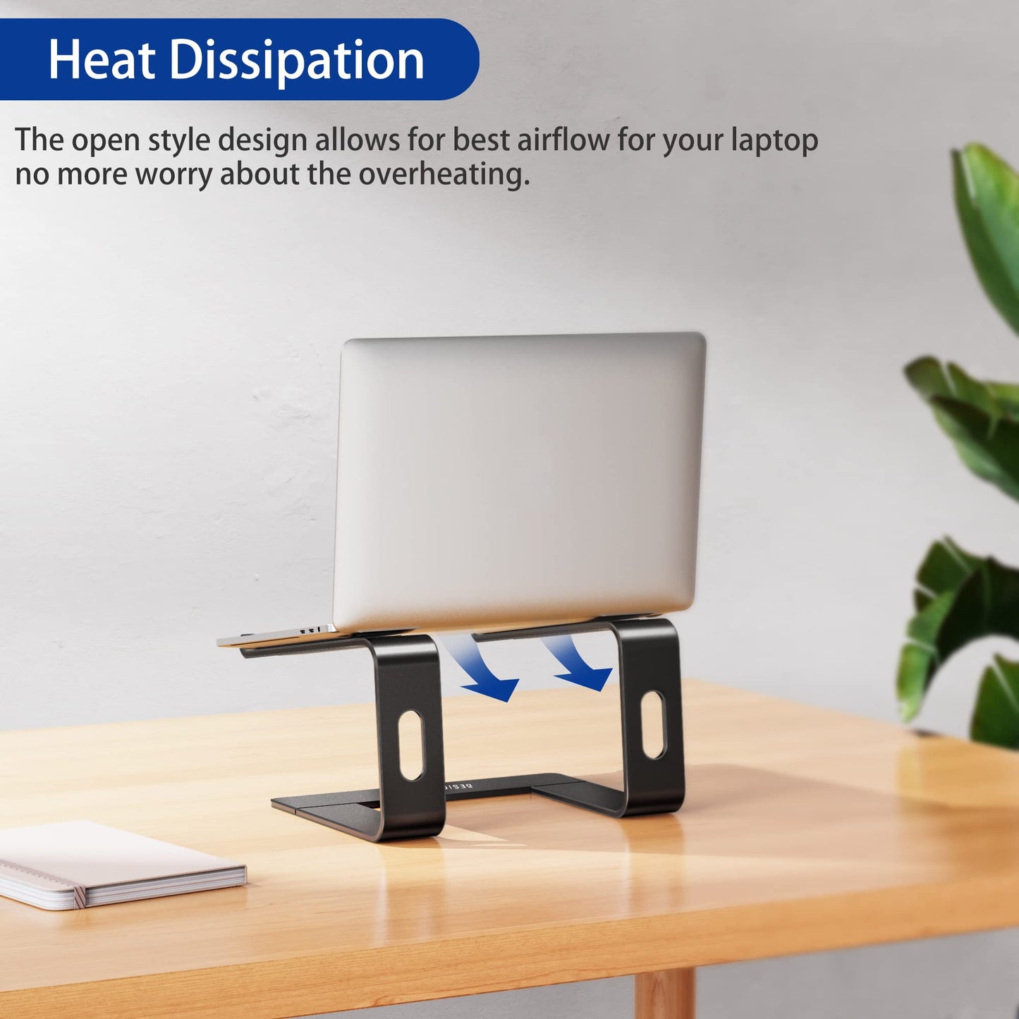 BESIGN LS03 Aluminum Laptop Stand, Ergonomic Detachable Computer Stand, Notebook Riser, Laptop Mount Compatible with Air, Pro, Dell, HP, Lenovo More 10-15.6" Laptops, Black