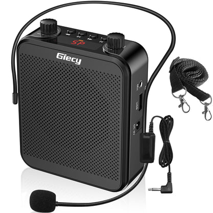 Giecy 30W Portable Voice Amplifier with Wired Microphone Headset, 2800mAh Rechargeable PA System Speaker Personal Microphone Speech Power Amplifiers Loudspeaker for Teachers/Metting/Tour Guide