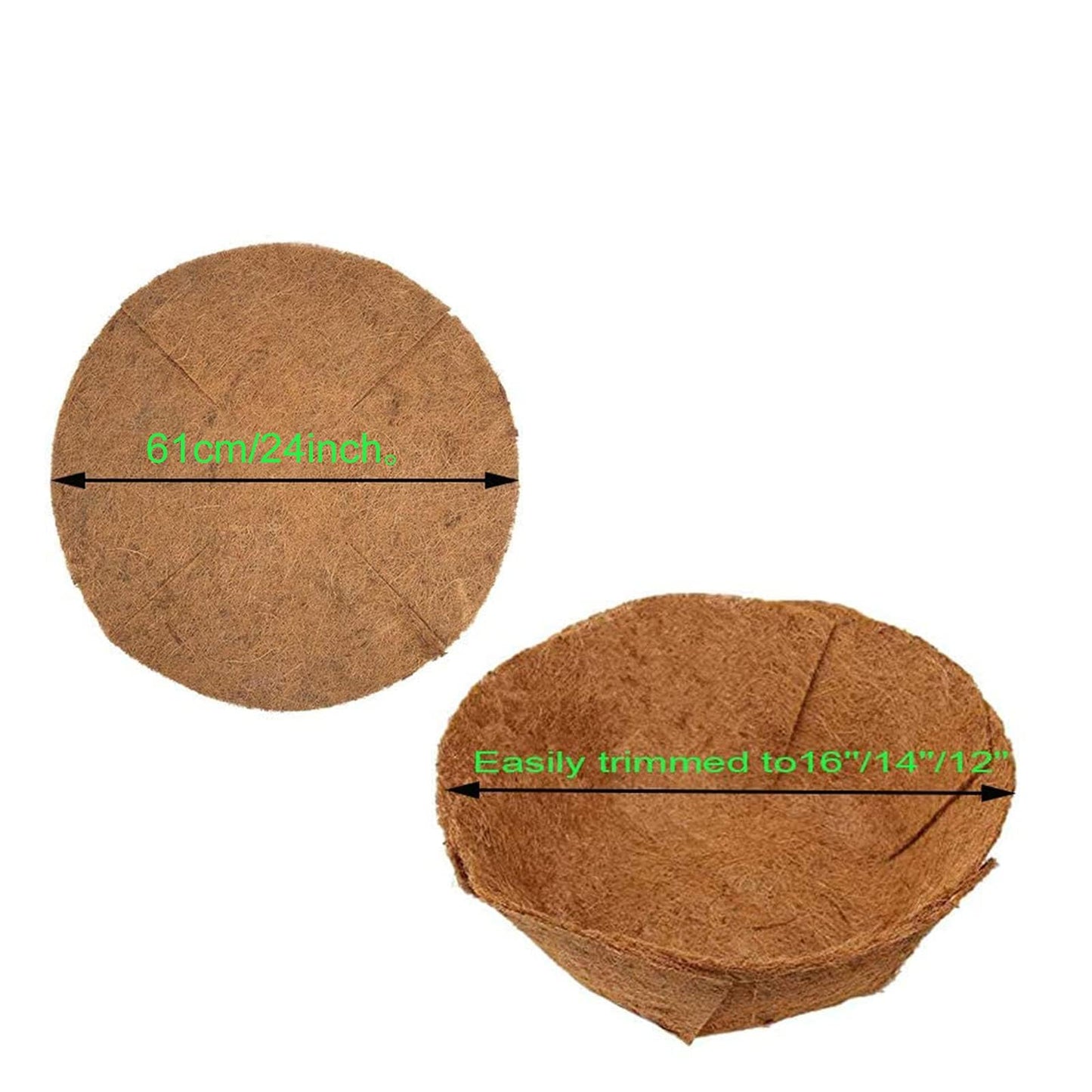 UYISMML 2PCS Round Replacement Coco Liner for Hanging Basket 24IN, Extra Thick Coconut Fiber Planter Liner for Garden Flower Pot