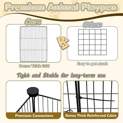 PETKNOWS 21 Panels Small Animal Playpen, Guinea Pig Cages with Doors and Waterproof Mat Pet Playpen for Rabbits Guinea Pigs Hamsters, Chicken Hedgehogs Indoor Outdoor Portable Metal Wire Yard Fence