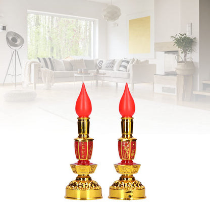 Buddhist Decor, Candle Lamp Chinese Style Traditional Retro for Office for Home for Meditation(Double Bright Electric Candle)