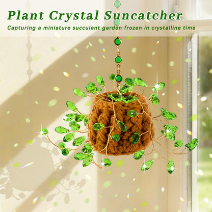 Beaded Plant Kit Suncatcher Succulent Beaded Succulent Gifts for Plant Lovers,Plant Sun Catcher for Window Hanging with Chain,Bead Plants Crystal Sun Catchers Indoor Window Home Garden Decor
