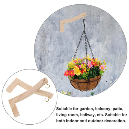 Kisangel Wooden Plant Hanger Hooks for Wall and Ceiling Indoor Outdoor Hanging Bracket 2pcs Pine Wood Natural Finish Plant Hooks