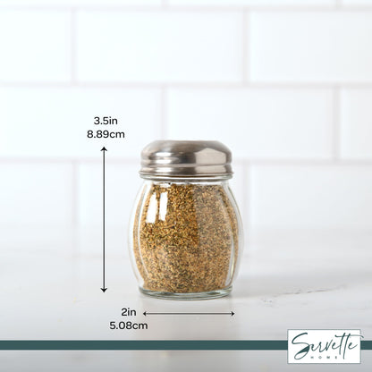 Servette Home 4.75 Ounce Round Glass Spice Jar with Metal Shaker Lid (Set of 3)