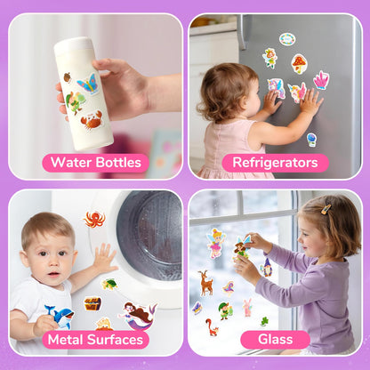 JoyCat Reusable Sticker Book Set (3-Pack): Unicorn, Fairies, Mermaid - 90 Pcs Stickers for Toddlers, Kids Sticker Activity Book, Road Trip Travel Toys, Party Favors, Birthday Gifts for Baby Girls