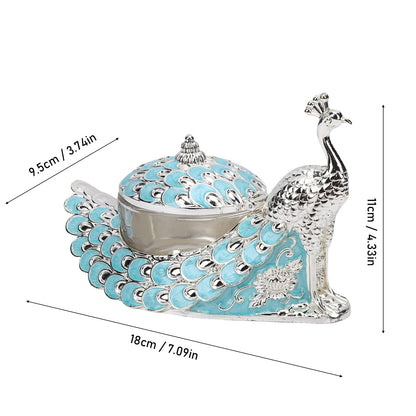 NOENNULL Sugar Bowl with Lid and Spoon Peacock Shaped Vintage Exquisite Embossed Sugar Container for Home Kitchen Coffee Bar Accessories