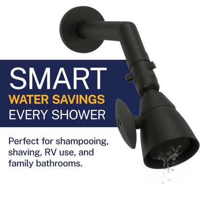 HammerHead Showers Solid Metal Shower Head Shutoff Valve, Brass Valve Reduces Flow to a Trickle, Universal Shower Shutoff, Plumbing Code Compliant, Matte Black