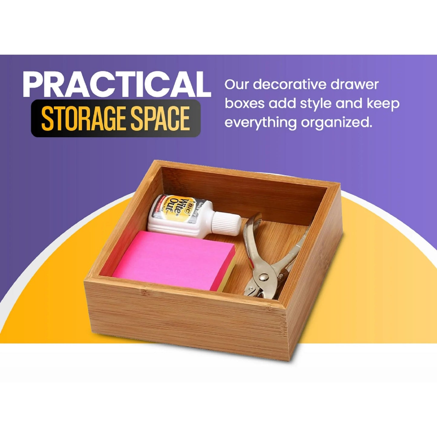 YBM HOME Bamboo Drawer Organizer Storage Box for Kitchen Drawer, Junk Drawer, Office, Bedroom, Children Room, Craft, Sewing, and Bathroom, 6x15x2 inch