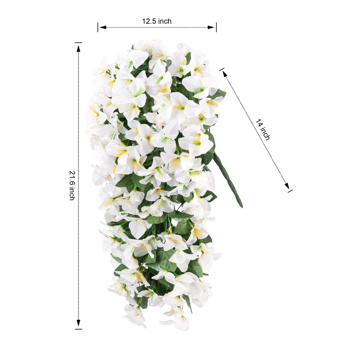 Faux Bougainvillea Artificial Flowers for Outdoors Fake Plants Outside Decoration, 2 PCS White Faux Flowers UV Resistant Look Real Silk Long Trailing Vines for Front Door Porch Planter Patio Garden