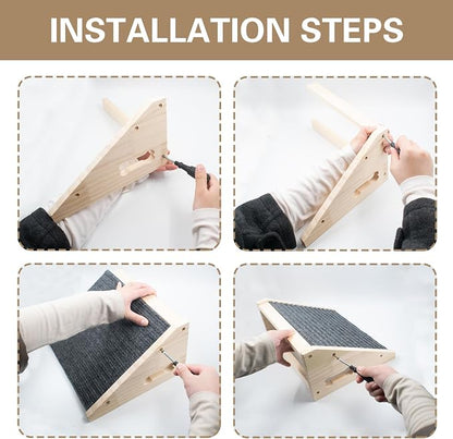 Dog Ramp for Stairs, Wooden Low-Angled Pet Ramps with Anti-Slip Carpet Surface, Step and Stair Assist for Small Dog & Cats, Injured & Aged Pets (1 Pack)